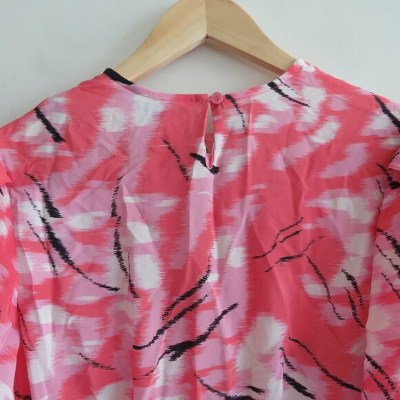 CLAUDIE PIERLOT Rabanel 100% Silk Crepe De Chine Abstract Print Ruffle Dress NWT - Picture 12 of 15